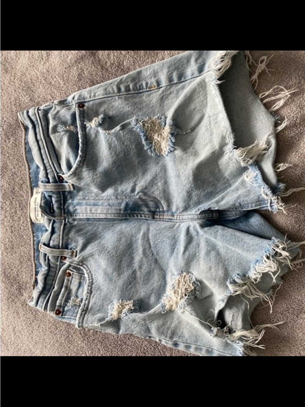 Abercrombie Light Blue Distressed Denim Women’s High-Waist Shorts
